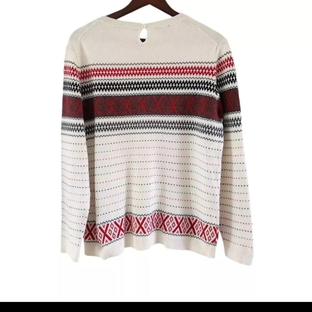 Talbots Womens XL Cotton Cashmere Fair Isle Sweater Ski Pullover - Picture 5 of 8